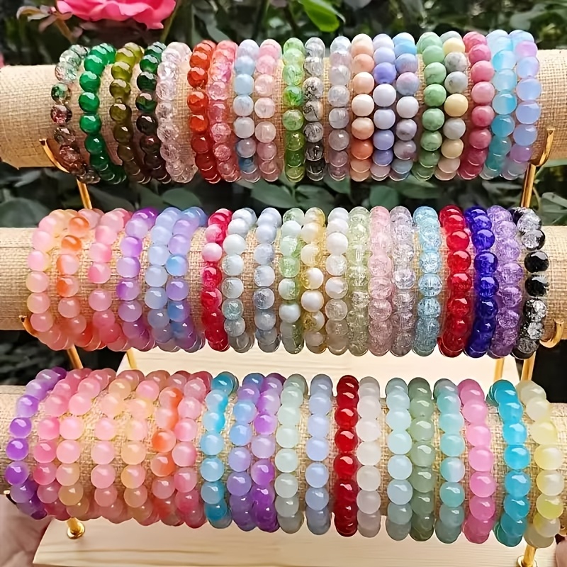 110pcs Random Combined Glass Bead Bracelet Set for Men